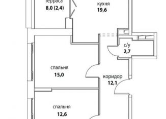 3-комнатная квартира на продажу, 89.4 м2, Москва, станция Москва-Товарная