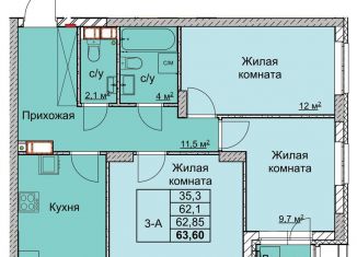 Продается 3-ком. квартира, 62.9 м2, Нижний Новгород, переулок Профинтерна, ЖК Маяковский Парк