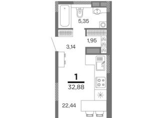 Продам 1-ком. квартиру, 32.9 м2, Рязань, Московский район