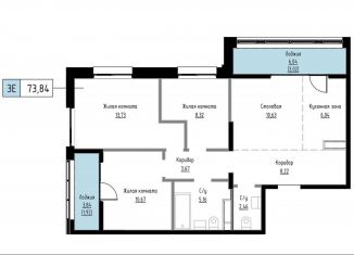 Продается 3-ком. квартира, 73.8 м2, Хабаровский край, Азовский переулок, 5