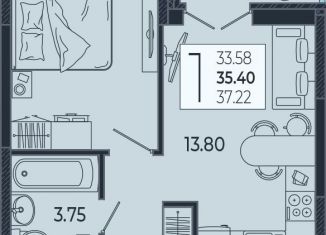 1-комнатная квартира на продажу, 35.4 м2, Краснодарский край, Адмиралтейский бульвар, 1