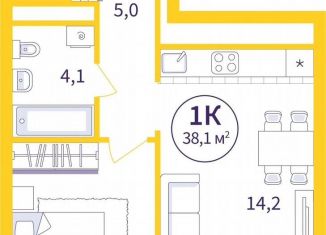 1-ком. квартира на продажу, 36.2 м2, Екатеринбург, метро Уралмаш, улица 22-го Партсъезда