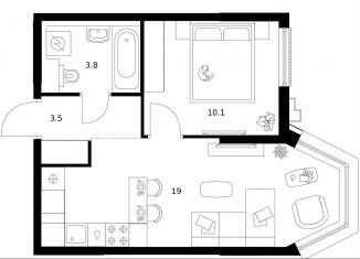 Продается 1-комнатная квартира, 36.4 м2, Москва, жилой комплекс Москворечье, 1.3, район Москворечье-Сабурово