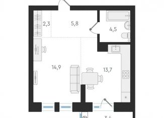 Продажа однокомнатной квартиры, 41.2 м2, Новосибирск, метро Заельцовская