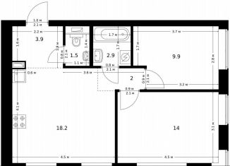 Продажа 2-комнатной квартиры, 52.4 м2, Москва, жилой комплекс Полар, 1.5, район Северное Медведково