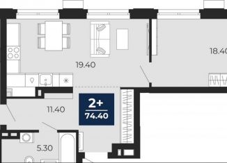 Продажа 2-комнатной квартиры, 74.4 м2, Тюмень, Центральный округ