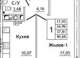 Продам 1-комнатную квартиру, 40.7 м2, Смоленская область, деревня Алтуховка, 17