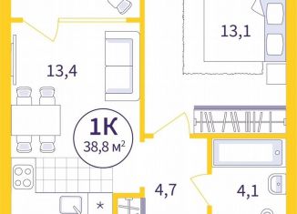 Однокомнатная квартира на продажу, 37.1 м2, Екатеринбург, метро Уралмаш, улица 22-го Партсъезда