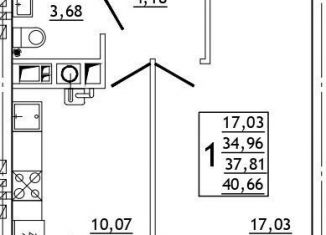 Продам 1-ком. квартиру, 40.7 м2, Смоленская область