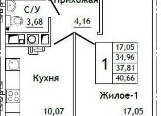 Продается 1-комнатная квартира, 40.7 м2, Смоленская область