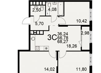 Продаю 3-ком. квартиру, 68.3 м2, Рязань