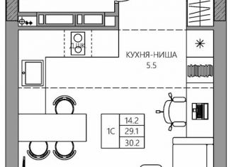 Продажа квартиры студии, 30.2 м2, Пермский край, улица Капитана Гастелло, 15