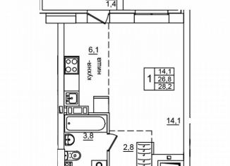 Продается однокомнатная квартира, 28.2 м2, Волгоградская область