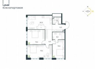 Продаю трехкомнатную квартиру, 89.5 м2, Москва, жилой комплекс Левел Южнопортовая, 1