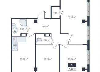 Продается трехкомнатная квартира, 76.3 м2, Мурино, улица Шоссе в Лаврики, 93