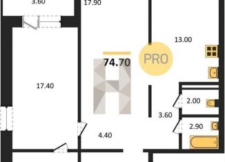 Продается 2-ком. квартира, 74.7 м2, Новосибирск, метро Маршала Покрышкина, улица Николая Островского, 195/5