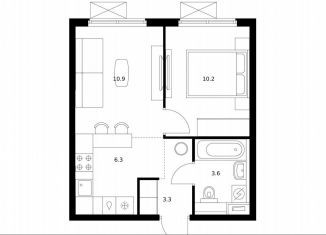 1-ком. квартира на продажу, 34.3 м2, Москва, район Текстильщики, жилой комплекс Волжский Парк, 5.3