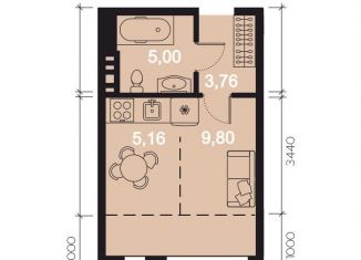 Продаю квартиру свободная планировка, 28.1 м2, Иркутск, Верхняя набережная, 135