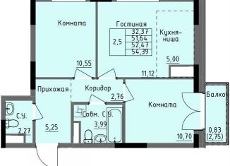 Продаю 2-ком. квартиру, 52.5 м2, Удмуртия, улица Луначарского