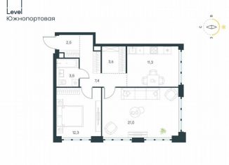 Продаю 2-комнатную квартиру, 61.5 м2, Москва, жилой комплекс Левел Южнопортовая, 3, метро Дубровка