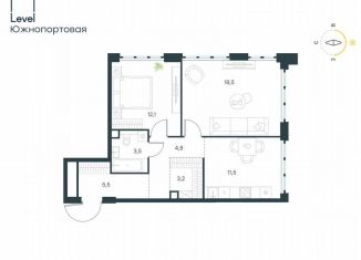 Продам 2-комнатную квартиру, 59.1 м2, Москва, жилой комплекс Левел Южнопортовая, 3, метро Дубровка