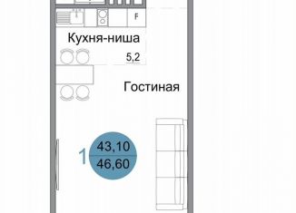 Продам 1-комнатную квартиру, 46.6 м2, Керчь