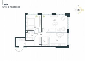 Продается 2-комнатная квартира, 62.4 м2, Москва, жилой комплекс Левел Южнопортовая, 3, метро Дубровка