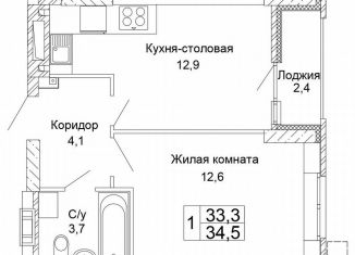 Продается однокомнатная квартира, 34.5 м2, Волгоградская область