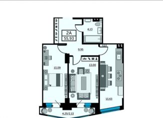 Продается 2-ком. квартира, 55.9 м2, Ростов-на-Дону, Красноармейская улица, 157В/83с3, ЖК Рубин