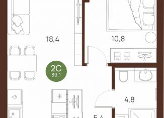 Продажа 1-комнатной квартиры, 39.1 м2, Новосибирск, Ленинский район