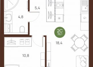 Продается 1-ком. квартира, 39.1 м2, Новосибирская область