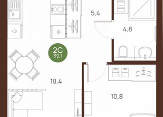 Продажа однокомнатной квартиры, 39.1 м2, Новосибирская область