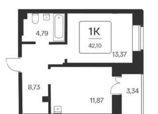 Продаю 1-ком. квартиру, 42.1 м2, Новосибирск, Октябрьский район