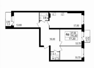 Продажа трехкомнатной квартиры, 73.5 м2, поселок Романовка, шоссе Дорога Жизни, 147к4