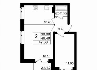 Продаю 2-ком. квартиру, 46.3 м2, поселок Романовка, шоссе Дорога Жизни, 147к4