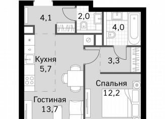 1-комнатная квартира на продажу, 45 м2, Москва, метро Беговая