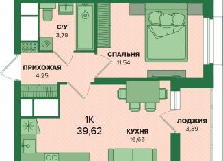 1-комнатная квартира на продажу, 39.6 м2, Тульская область