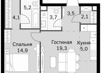 Продается однокомнатная квартира, 57.8 м2, Москва, метро Беговая