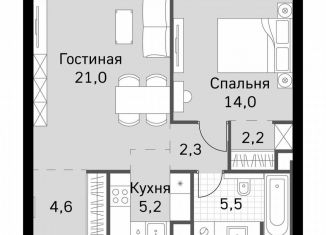 Продается 1-ком. квартира, 54.8 м2, Москва, метро Беговая