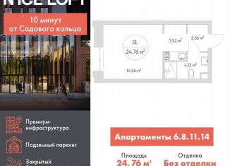 Продается квартира студия, 24.8 м2, Москва, метро Волгоградский проспект