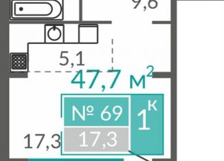 Продам квартиру студию, 47.7 м2, Евпатория, Симферопольская улица, 2Х