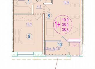1-ком. квартира на продажу, 38.3 м2, Астрахань, улица Кирова, 68, ЖК Центральный