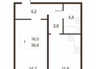 Продается 1-комнатная квартира, 40.4 м2, Волхов, Волховский проспект, 53