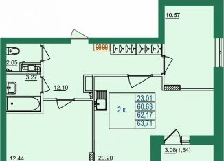 Продажа 2-ком. квартиры, 62.2 м2, посёлок Заклязьменский