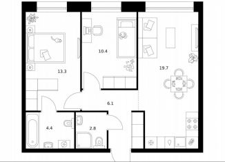 Продается двухкомнатная квартира, 56.7 м2, Санкт-Петербург, Василеостровский район