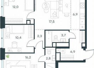 Продажа 4-комнатной квартиры, 78.7 м2, Москва, жилой комплекс Левел Звенигородская, к1