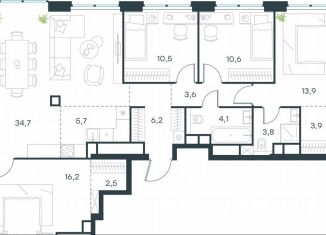 Продаю 5-ком. квартиру, 115.7 м2, Москва, жилой комплекс Левел Звенигородская, к2