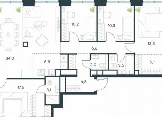 Продается 5-комнатная квартира, 118.4 м2, Москва, жилой комплекс Левел Звенигородская, к1