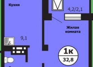 Продается 1-комнатная квартира, 32.9 м2, Красноярск, улица Лесников, 51Б