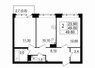 2-комнатная квартира на продажу, 49.5 м2, Ленинградская область, жилой комплекс Итальянский Квартал, 5